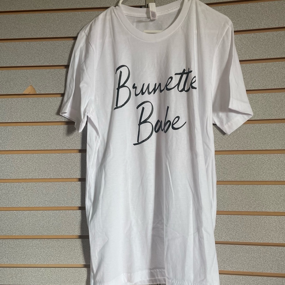 Bella Canvas T-shirt White Large Short Sleeve “Brunette Babe”
